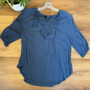 Ana Boho Style Blue blouse Women's Petite Medium